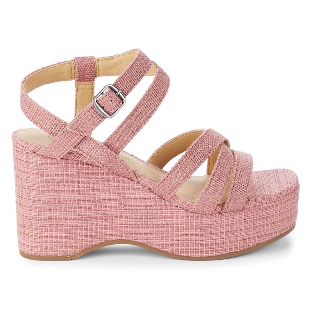 Lucky Brand Carlisha Strappy Rose Colored Wedge Sandals Size 6.5